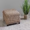 Arizona Abaca Square Cushioned Top Stool with Mahogany Feet