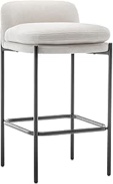 Wovenbyrd Modern Mid-Back Counter Stool with Metal Base and Legs, Cream Boucle Performance Fabric