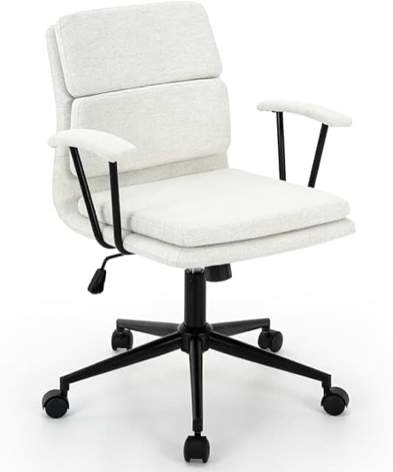 Flash Furniture James Mid-Back Designer Executive LeatherSoft Office Chair, White