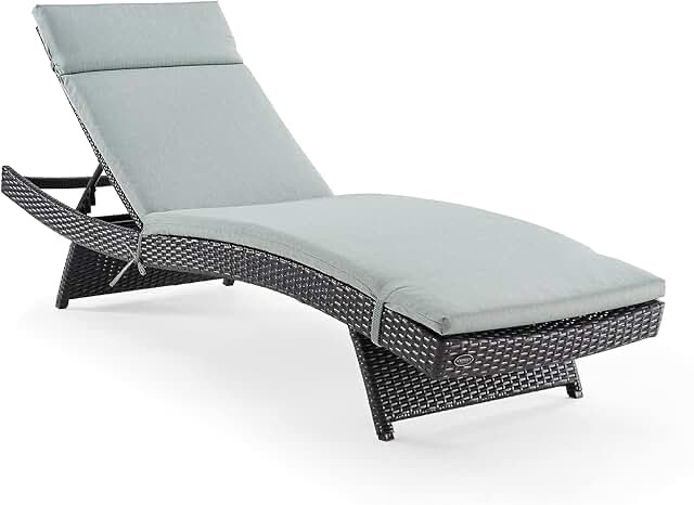 Crosley Furniture CO7144BR-MI Biscayne Outdoor Wicker Chaise Lounge with Mist Cushions