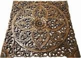 Natural color wood carving panel 24 x 24” teak wood carved panel