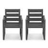 Fox Dark Gray Stationary Square-Leg Recycled Plastic Ply All-Weather Indoor Outdoor Patio Dining Chair (Set of 2)