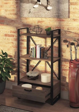 allen + roth Light Oak Metal 3-Shelf Bookcase (28-in W x 50-in H x 14-in D)
