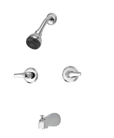Project Source Rutland Chrome 2-handle Single Function Round Bathtub and Shower Faucet Valve Included
