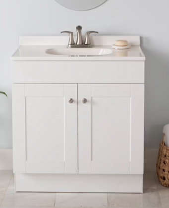 Project Source 30-in White Single Sink Bathroom Vanity with White Cultured Marble Top