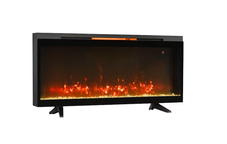 Style Selections 42-in W Black Infrared Quartz Electric Fireplace