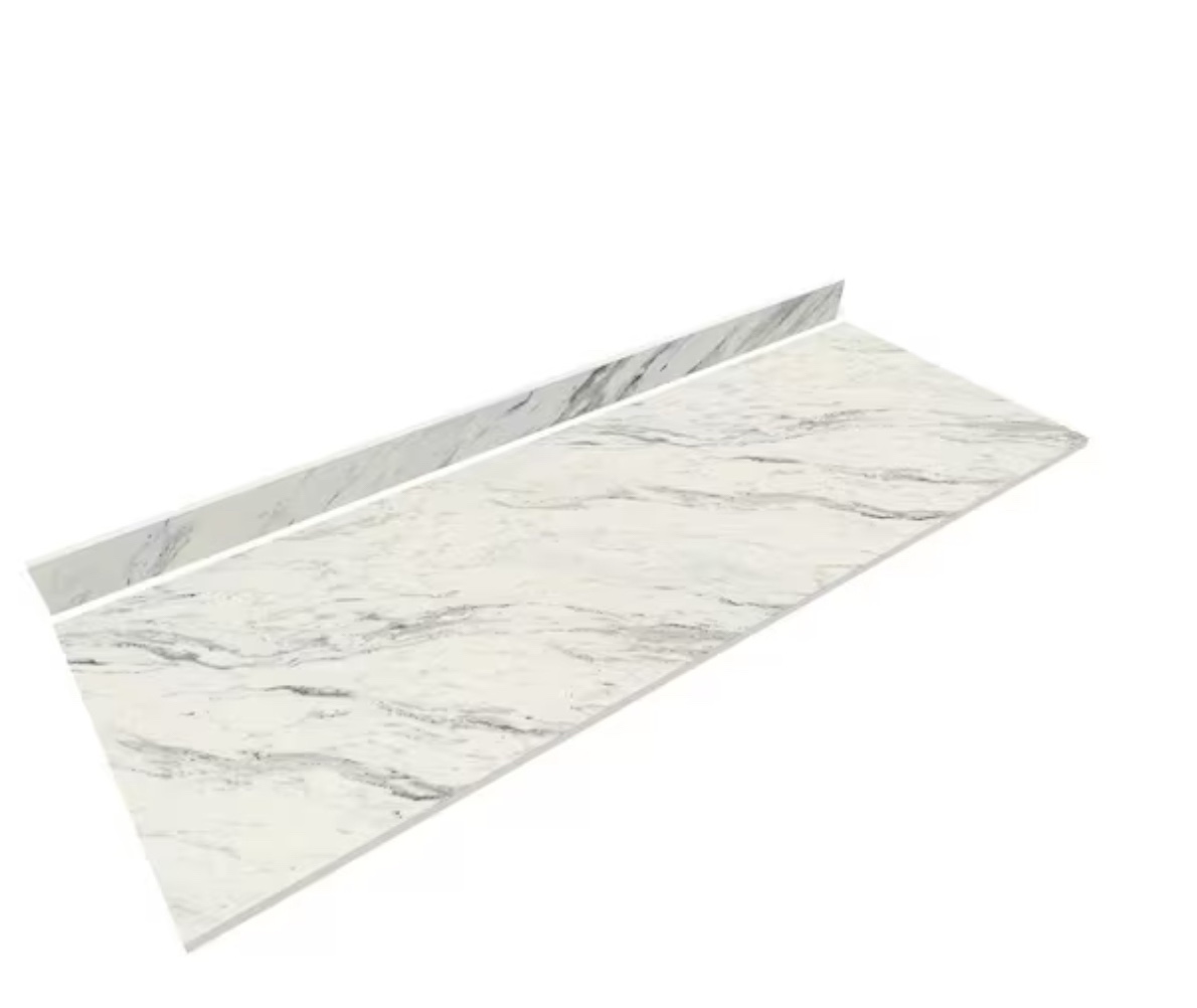 6 ft. L x 25 in. D Engineered Composite Countertop in Calcutta Blanc with Satin Finish