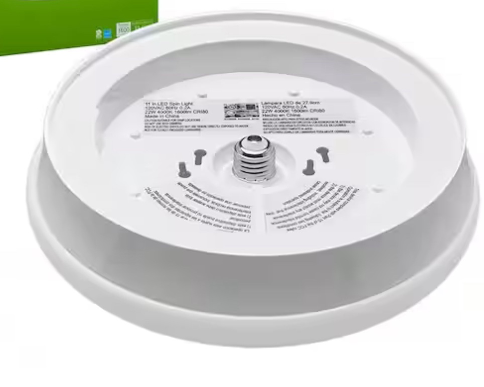 Exclusive Commercial Electric Spin Light 11 in. Closet Light LED Flush Mount Ceiling Light 1600 Lumens 4000K Bright White Kitchen Laundry Room