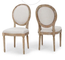 Hawthorne French Country Upholstered Weathered Wood Dining Chair (Set of 2)