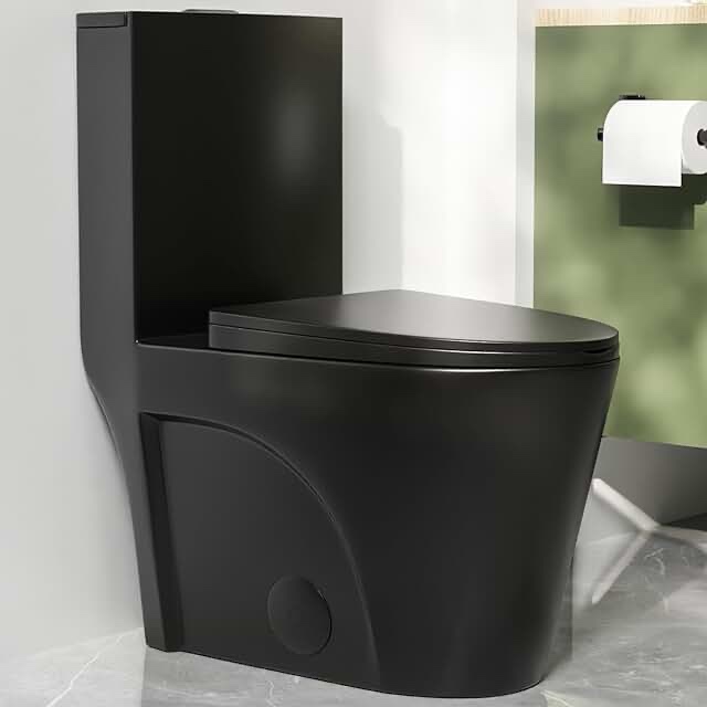 1.85 Gallons Per Minute GPF Elongated Height One-Piece Black Toilet (Seat Included)
