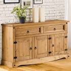 Corona 65.91" Wide 3 Drawer Pine Solid Wood Sideboard