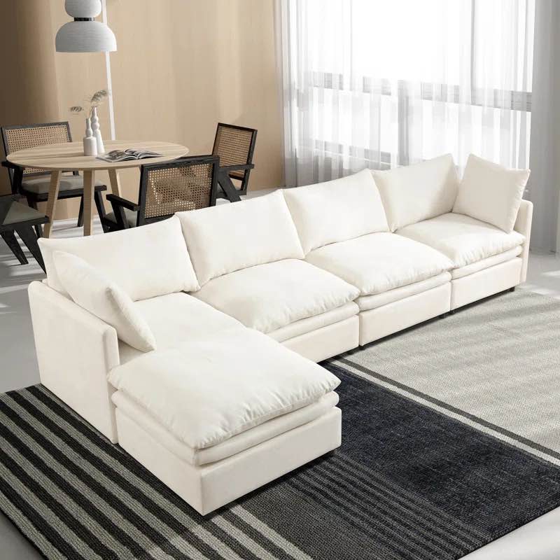 130" Reversible Sofa & Chaise 5-Piece Modular Sectional with Ottoman