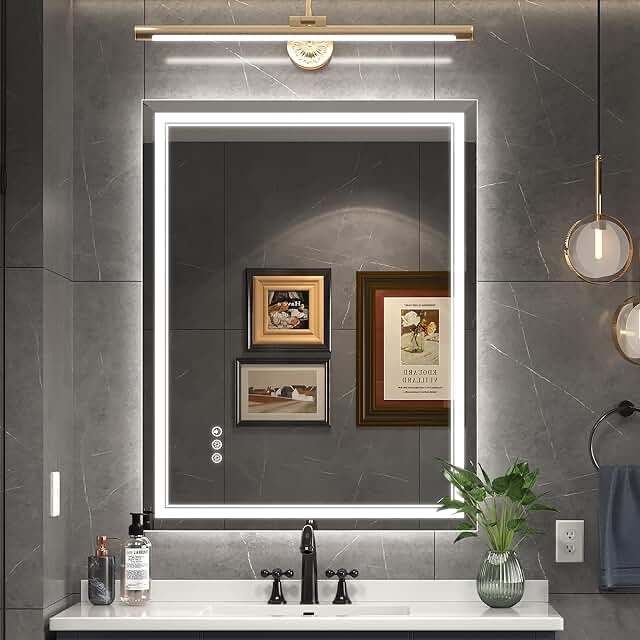 Lead lighted bathroom mirror