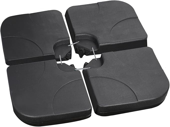 Piece Cantilever Umbrella Base, Heavy-Duty Offset Patio Umbrella Stand Square Base Plate Set with Easy-Fill Spouts for Water or Sand, for Cross Base Stand with Handles, Black