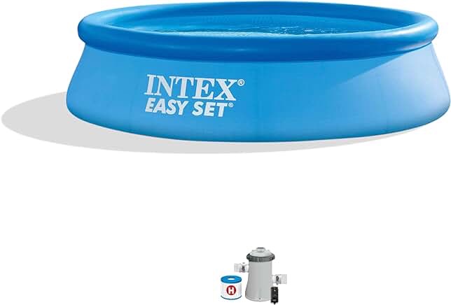 INTEX 28121EH Easy Set Inflatable Swimming Pool Set: 10ft x 30in – includes 530 GPH Cartridge Filter Pump – Puncture-Resistant Material – 1018 Gallon Capacity – 23in Water Depth