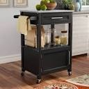 Sariol Granite Top Wood Kitchen Cart with Storage