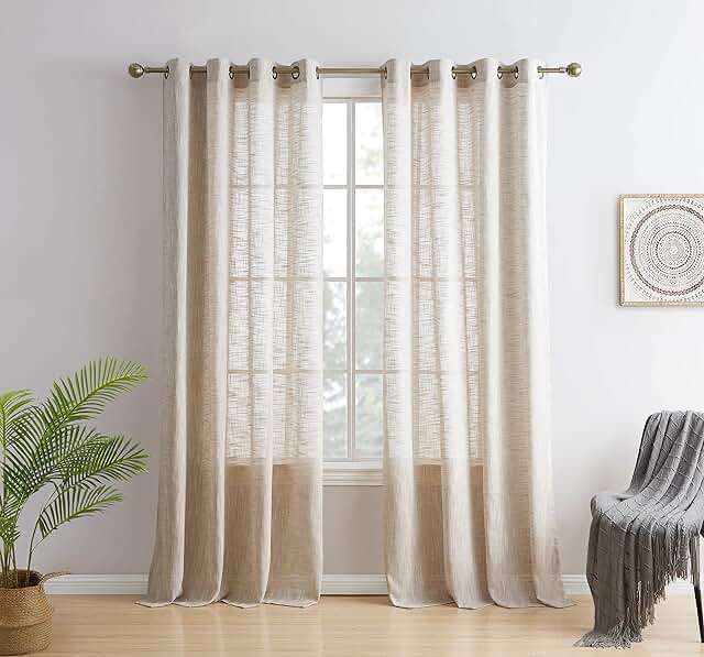 Hallmark Solid Semi-Sheer Grommet Curtain Panels
