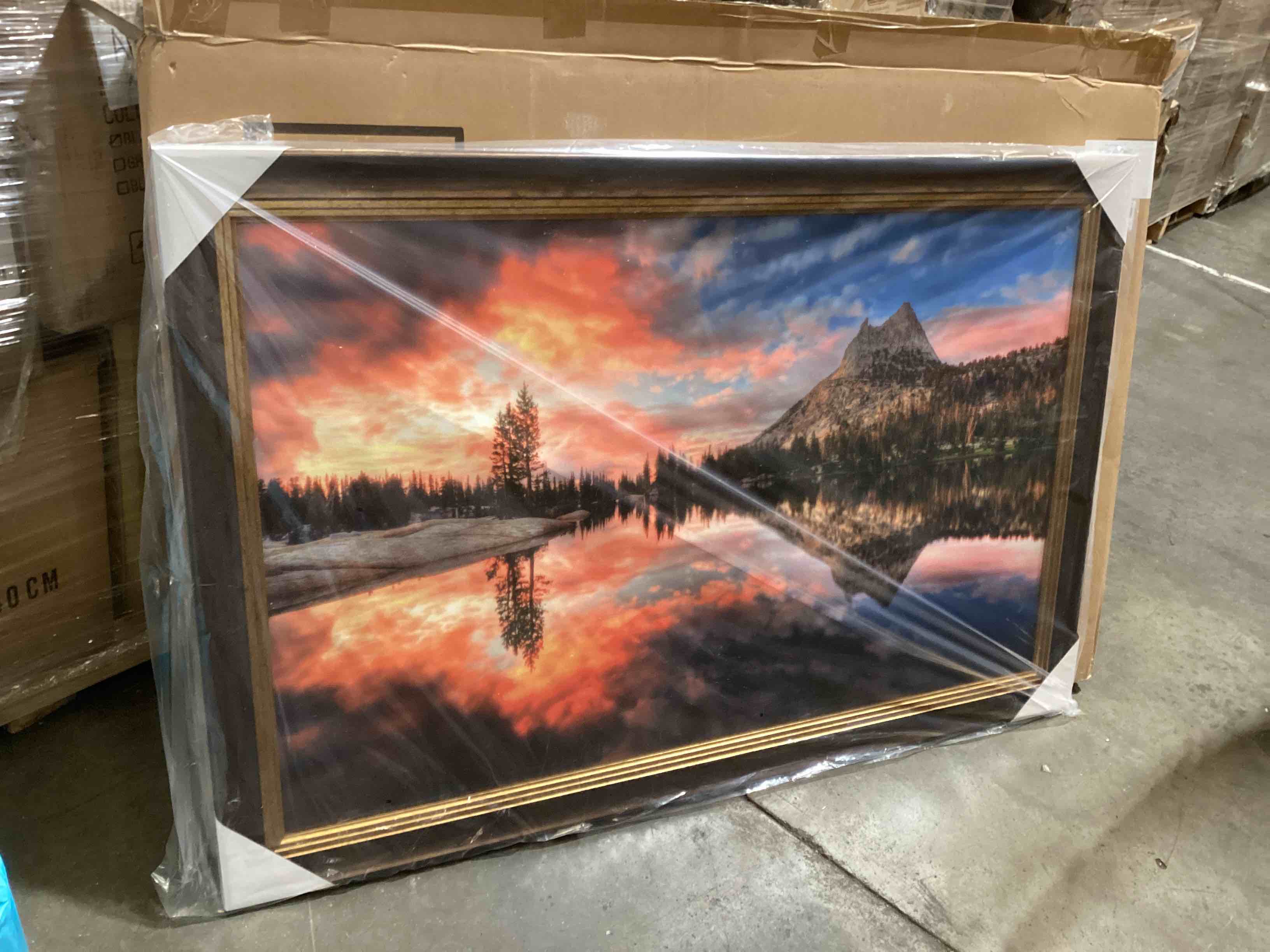 Framed Lake Canvas Wall Art 48x32 inch 