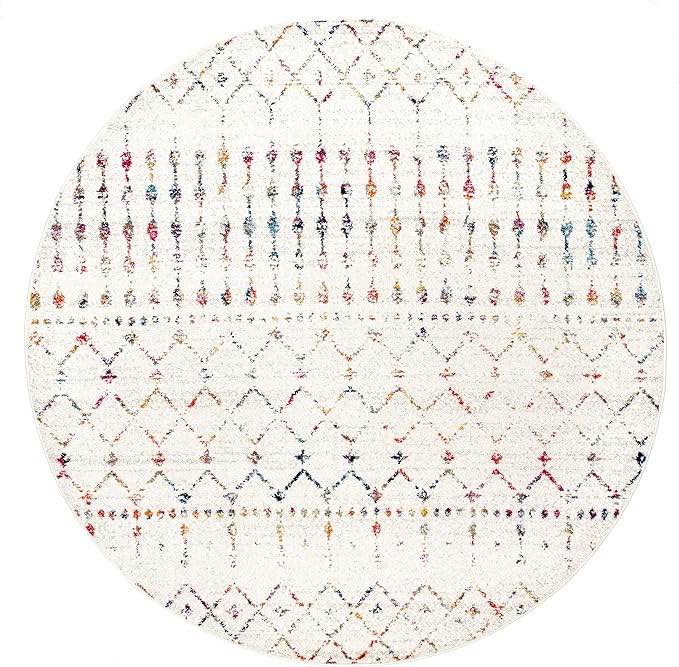 nuLOOM Moroccan Blythe Area Rug - 6 Round Area Rug Transitional Light Multi/Ivory Rugs for Living Room Bedroom Dining Room Kitchen