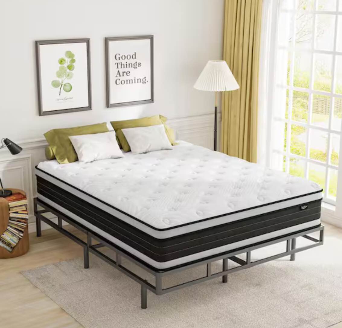 BedNew Modern Series King Medium Firm Hybrid Mattress with Memory Foam and Spring 14 in. King Bed in a Box Mattress