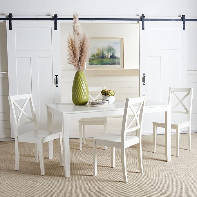 Safavieh Home Collection Silio White X-Back Dining Chairs (Set of 7)