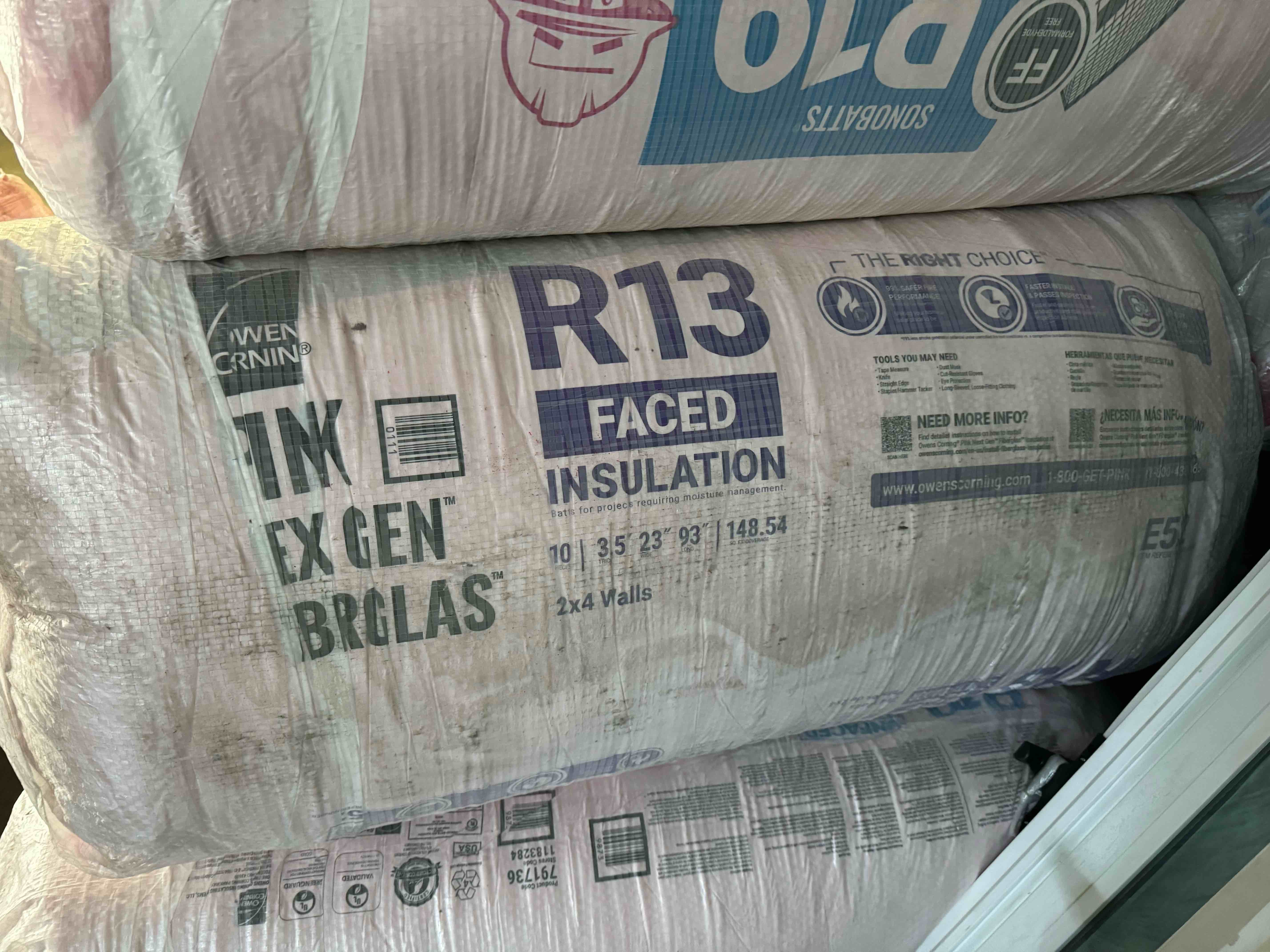 4 batts r13 23” faced insulation your bid per batt