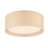 15.7 in. Modern 3-Light khaki Flush Mount Ceiling Light Fixture with Rattan and Fabric Double Drum Shade