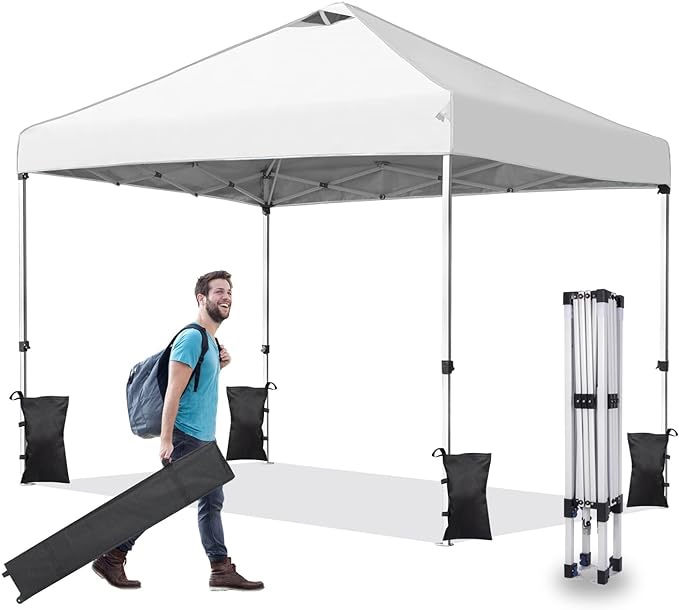 Nianles 10x10 Pop Up Canopy Tent with 4 Removable Sidewalls and Windows, Durable Ez Up Outdoor Canopy, Adjustable Commercial Tent with Roller Bag, 4 Sandbags