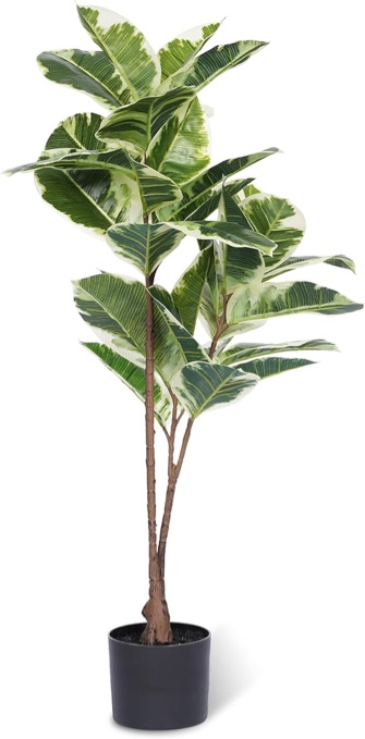 FLOWORLD Artificial Rubber Tree Plant 5ft Tall Faux Ficus Tree Potted Fake Tropical Plants Decorative House Plants Large Floor Plants Artificial Trees for Home Office Store Room Decor