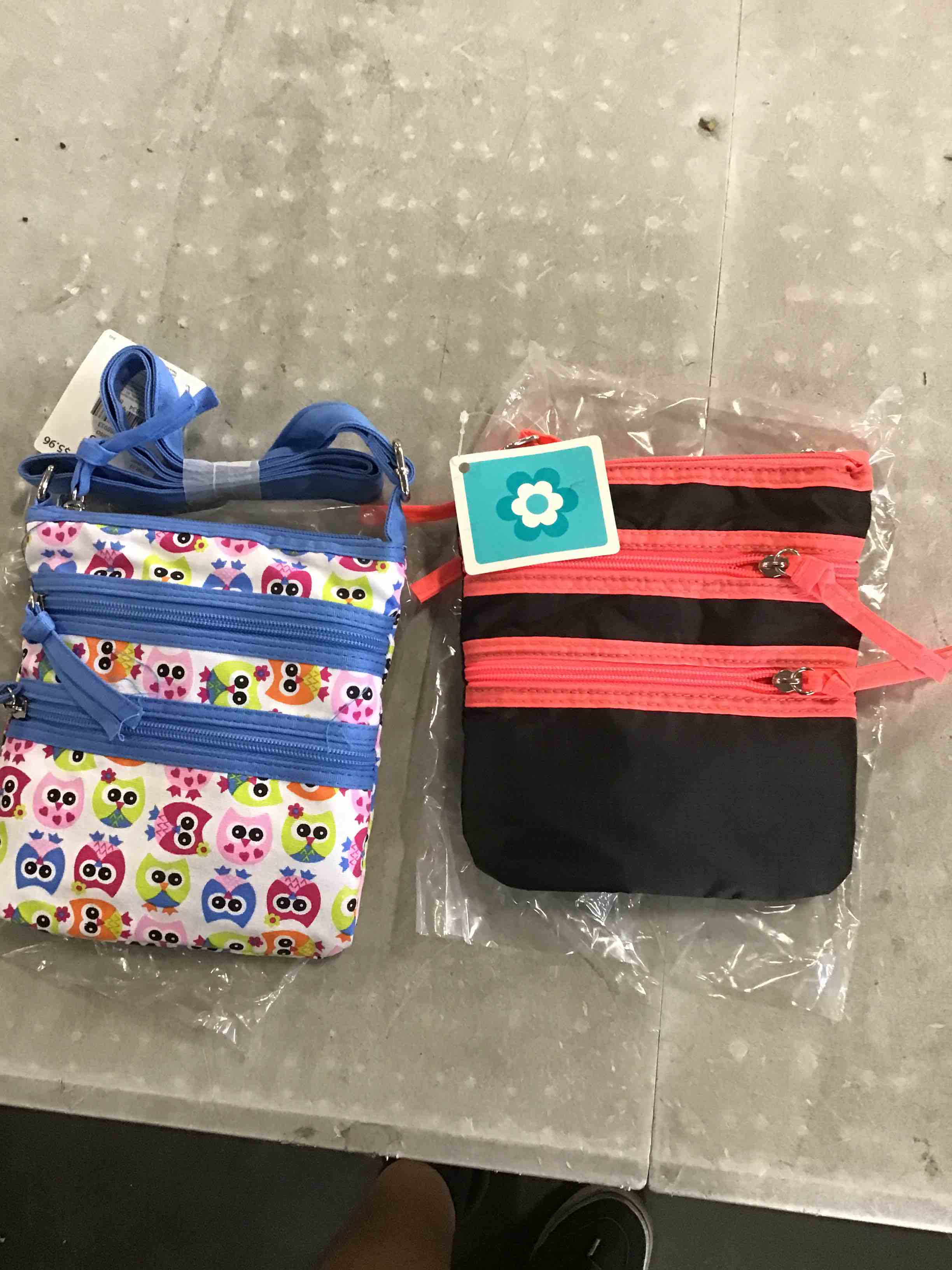 Double patch carry bag (owl bag / black and pink bag )