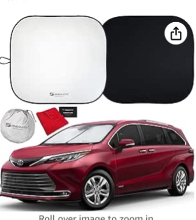 Shinematix 2-Piece Windshield Sunshade - Foldable Car Front Window Sun Shades for Most Sedans SUVs Trucks Tesla - Best 210T Reflective Material Blocks 99% UV Rays and Keeps Your Vehicle Cool (Large)