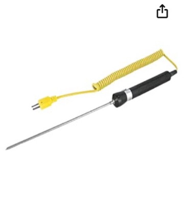 REED Instruments R2960 Needle Tip Thermocouple Probe, Type K, -58 to 1112°F (-50 to 600°C)