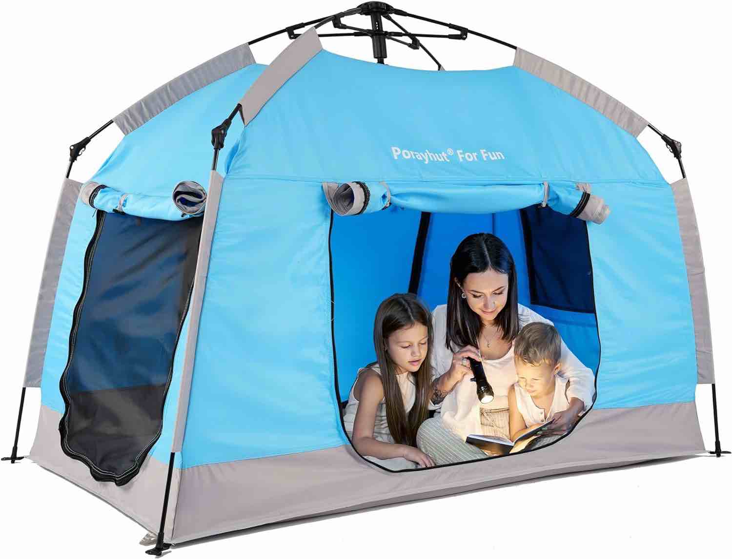 Easy Set Up Kids Playhouse with Nice LED Light Strip and 3 Large Opens,Portable Children Play Tent & Privacy Room for Indoor & Outdoor Games with Carry Bag-Free Space for Toddlers-Birthday Gifts