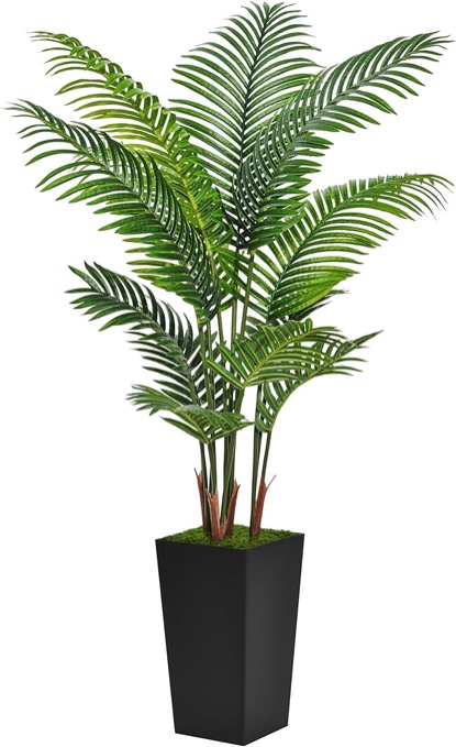ASTIDY Artificial Palm Tree 5FT - Fake Tree with Black Tall Planter - Faux Tropical Areca Floor Plant in Pot - Artificial Silk Plant for Home Office Living Room Decor Indoor