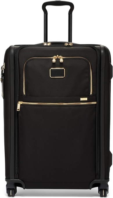 TUMI - Alpha Short Trip Expandable 4-Wheeled Packing Case - Roller Bag for Short Trips & Weekend Getaways - Carry-On Luggage with 4 Spinner Wheels - Travel Suitcase for Men & Women - Black/Gold