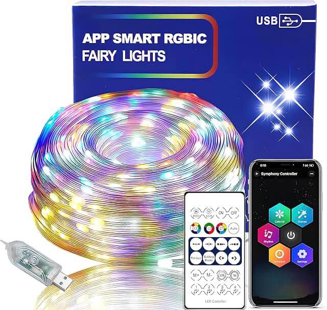 UVTaoYuan LED Color Changing Strip Lights, 5V USB Powered, Music Sync RGB, Includes Remote Control and Smart App Control, Suitable for Home and Outdoor Christmas Lights Decor (65.6ft)