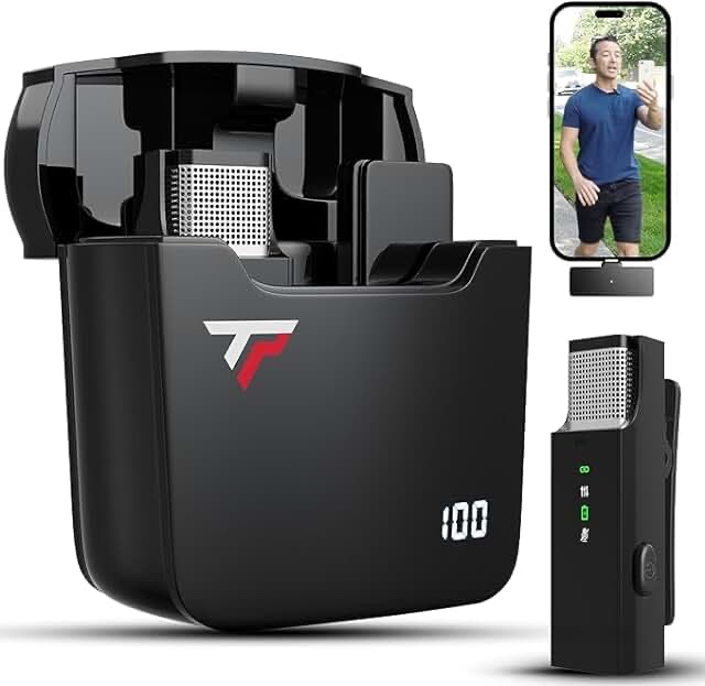 TikTalkPro Wireless Lavalier Microphone for iPhone - Single 2.4Ghz Mic, Audio w/Noise Canceling - Long Range Up to 175ft - Easy to Use for Video Recording, Podcast