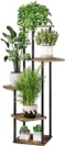 AZERPIAN Plant Stand 5 Tier Indoor Metal Flower Shelf for Multiple Plants Corner Tall Flower Holders for Patio Garden Living Room Balcony Bedroom, Black (Black)