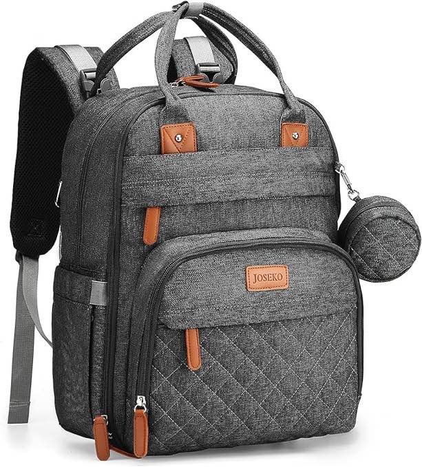 JOSEKO Baby Changing Bag/Backpack, Changing Backpack, Casual Changing Bags, Multifunctional Large Capacity Baby Bag, Travel Backpack with Changing Mat & Dummy Holder, Black, black