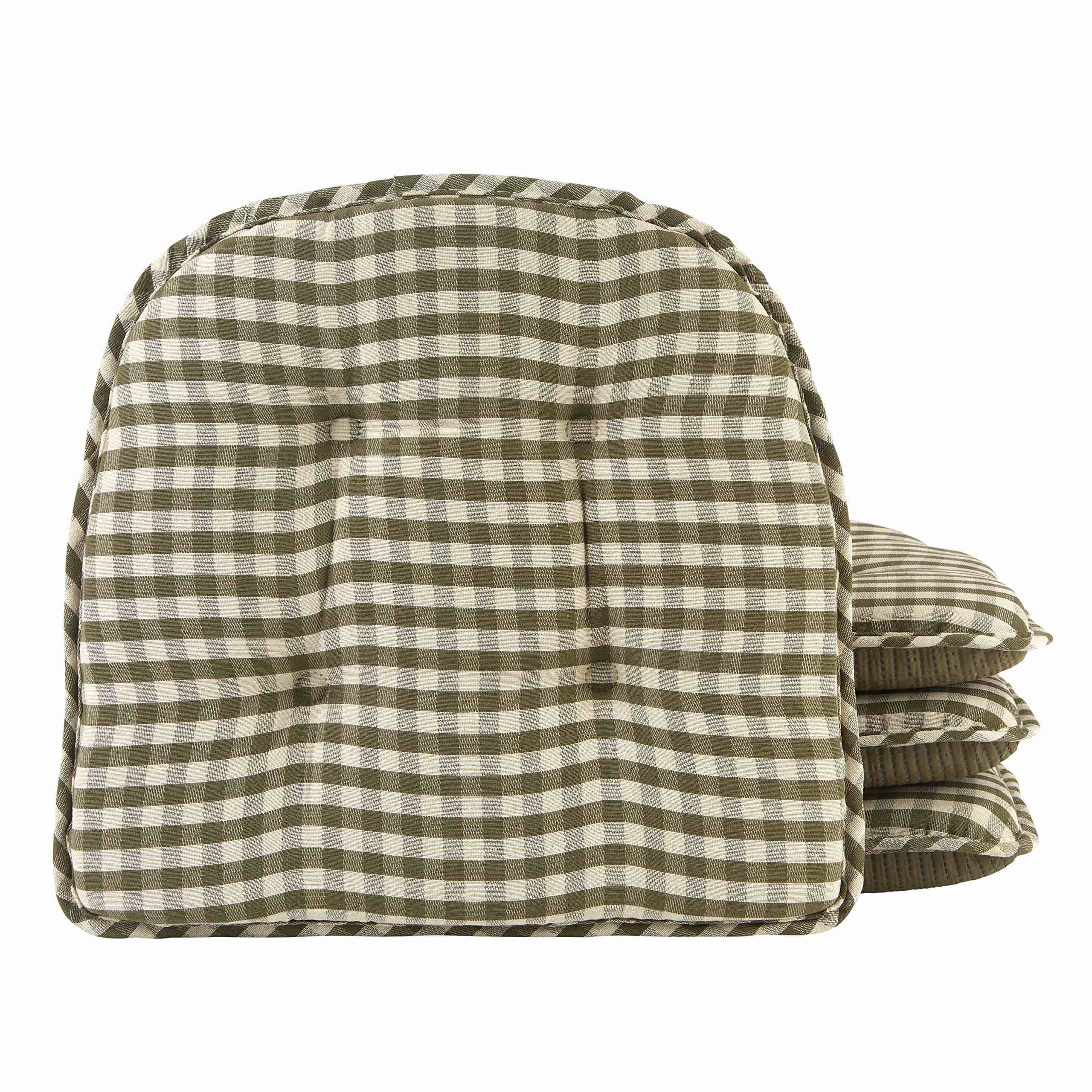Klear Vu Omega Non-Slip Universal Chair Cushions for Dining Room, Kitchen and Office Use, U-Shaped Skid-Proof Seat Pad, 15x16 Inches, 2 Pack, 11 Gingham Pine 2 Pack 11 Gingham Pine