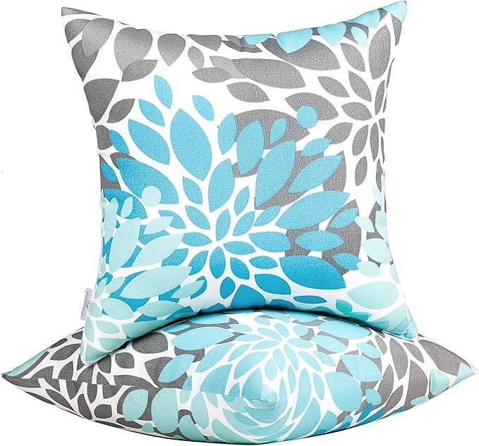 JMGBird Pack of 2 Outdoor Waterproof Decorative Pillows with Inserts for Patio Furniture,18x18 Inch Throw Pillow for Couch, Bed, Sofa, Bench, Chair