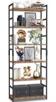 NUMENN 6 Tier Bookshelf, Tall Bookcase Shelf Storage Organizer, Modern Book Shelf for Bedroom, Living Room and Home Office, Vintage