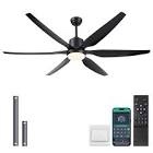 Kviflon 66 inch Large Ceiling Fans with Lights Remote/APP Control, Modern Ceiling Fans with 6 Reversible ABS Blades DC Motor for Living Room Garage Factory Shop Warehouse, Brown