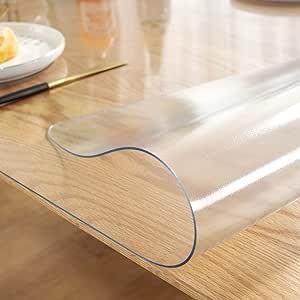 LovePads 1.5mm Thick 36 x 54 Inches Table Protector for Dining Room Table, Clear Table Cloth Cover Protector, Clear Plastic Tablecloth Protector, Table Pad for Kitchen Wood Grain