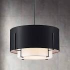 Saint Mossi 4-Lights Modern Chandelier Lamp,Black Chandelier Light Fixture Merged with Drum Chandelier Style,Black Pendant Light Fixtures,H12 x D20,Down Rod Adjustable