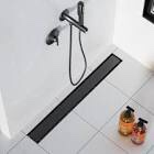 Neodrain 32-Inch Linear Shower Drain,with 2-in-1 Flat & Tile Insert Shiny Black Cover, Rectangle Shower Floor Drain, Floor Shower Drain with Adjustable Leveling Feet, Hair Strainer