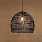 Kitchen Island Light, Arturesthome Rattan Woven Pendant Lighting Fixture Shades, Handmade Hanging Lamp Crafts Lampshade (35cmx35cm, Black) 35cm*35cm Black