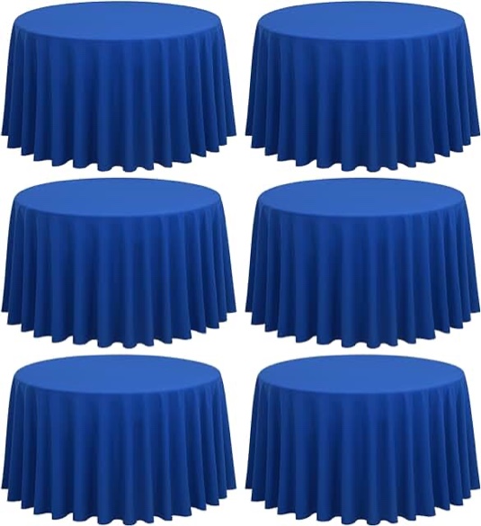 6 Pack Round Tablecloths - 120 Inch, Royal Blue Polyester Table Cover for Round Table, Stain and Wrinkle Resistant Washable Fabric Table Cloth, Polyester Tablecloth for Wedding Banquet Parties