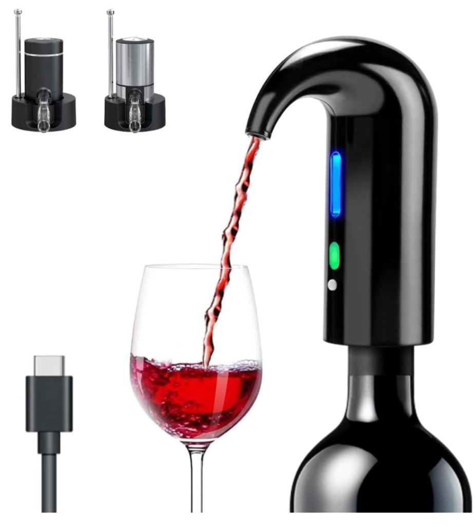 Electric Wine Decanter, CorporateGiftPro Electric Wine Aerator, Wine Pourer and Wine Gifts for Wine Lovers (Black - SW-EA01)