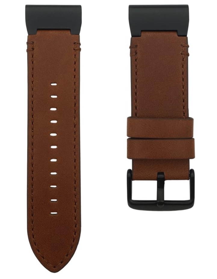 LDFAS Leather Band Compatible for Fenix 7X/6X/5X Plus Band, 26mm Leather Quick Fit Watch Strap Compatible for Garmin Fenix 7X/6X Pro/5X Plus/3 HR/Descent Mk1 Smartwatch, Brown/Black